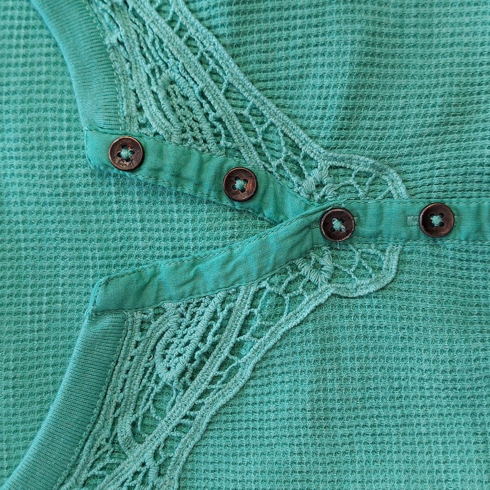 Sonoma Henley Scoop Neck Green Lace-Trimmed Long Sleeve Top, Size 2X, Like New ▪
